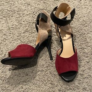 Zara Suede colorblock heels
